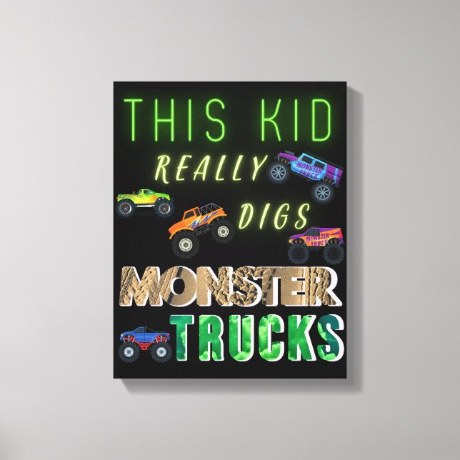 Toile Cet Enfant A Vraiment Digéré Des Camions Monster (Recto)