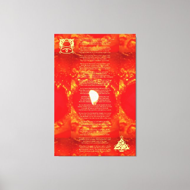 Toile C'était la nuit avant Noël Poème Bougie Rouge (Recto)