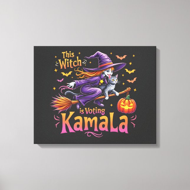 Toile Cette sorcière vote Kamala Cat Lady Harris (Recto)