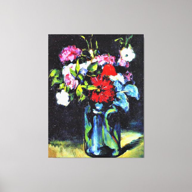 Toile Cezanne - Fleurs dans un vase, peinture d'art fin (Recto)