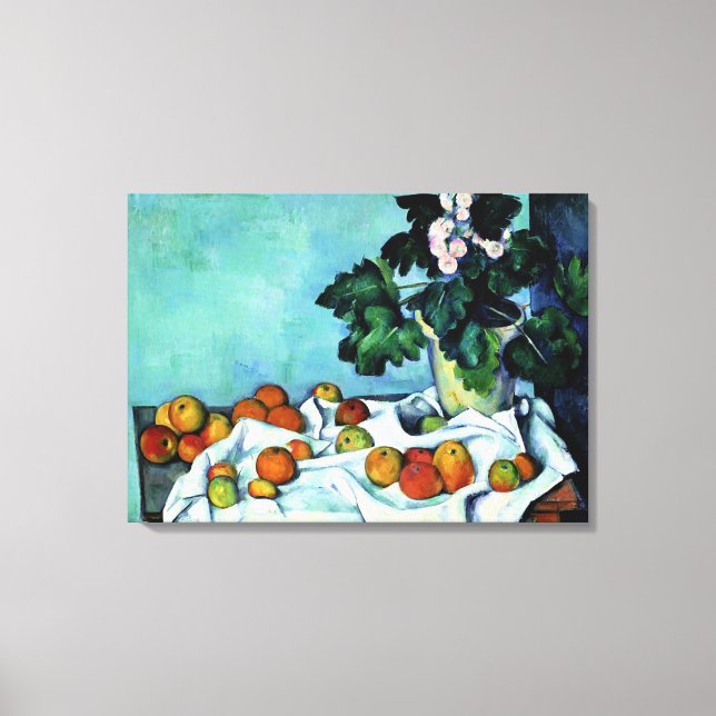 Toile Cezanne - Nature morte avec des pommes et des prim (Recto)