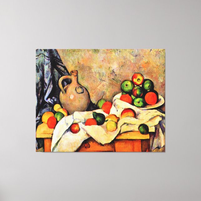 Toile Cezanne - Rideau, Pichet et Fruits, (Recto)