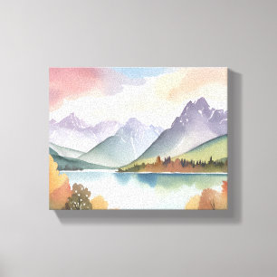 Toile Chaîne de Montagnes Paysage Aquarelle Nature Aér