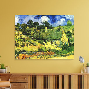 Toile Chalets à chaume, Cordeville par Vincent van Gogh