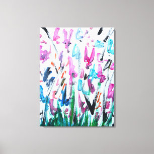 Toile Champ Abstrait de Fleurs Sauvages Vibrantes
