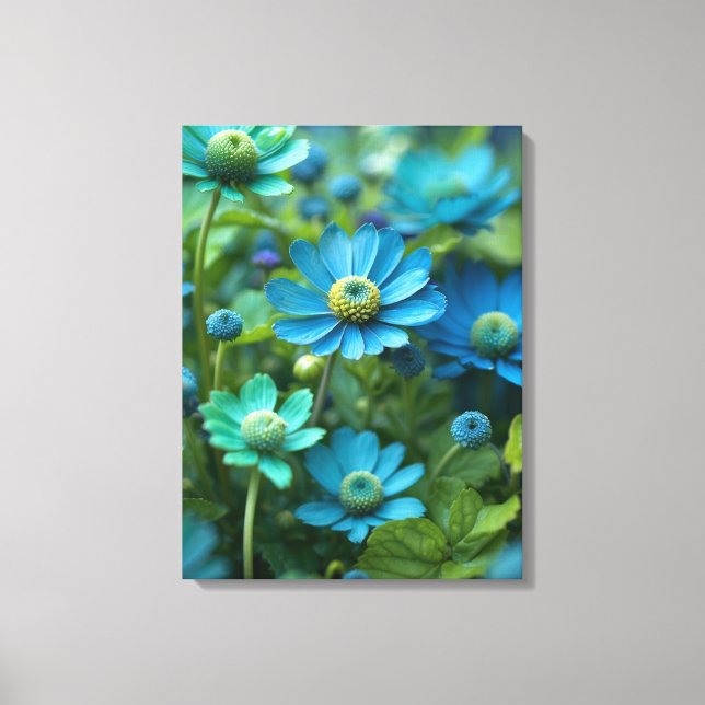 Toile Champ bleu et vert en fleurs (Recto)