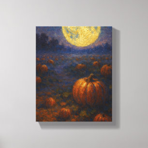 Toile Champ Citrouille de la lune de récolte - Halloween