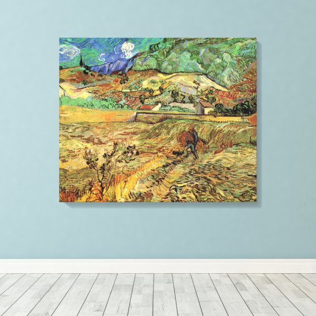Toile Champ de blé fermé w Paysan par Vincent van Gogh (Insitu (Plancher de Bois))