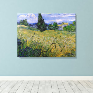 Toile Champ de blé vert avec cyprès par Vincent van Gogh