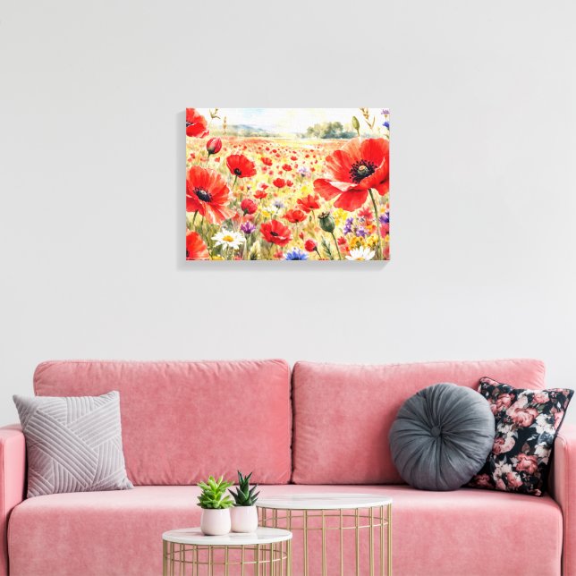 Toile Champ de coquelicots - Coquelicot à l'aquarelle (Insitu(Salon))