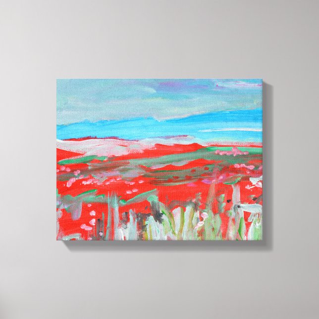 Toile Champ de coquelicots rouge vibrant (Recto)