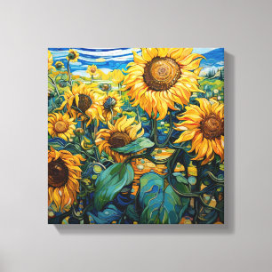 Toile Champ De Fleurs De Soleil Van Gogh Style