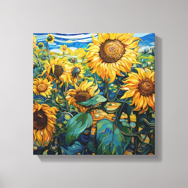 Toile Champ De Fleurs De Soleil Van Gogh Style (Recto)