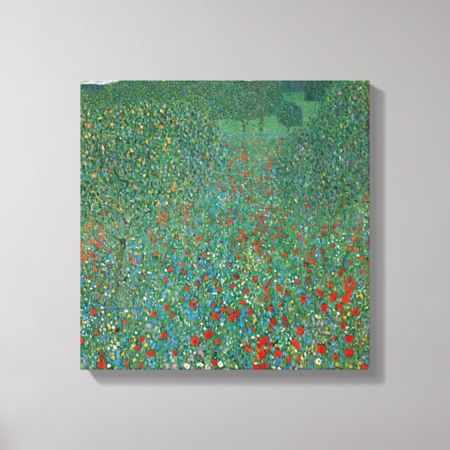 Toile Champ de pavot par Gustav Klimt, Art Nouveau Vinta (Recto)