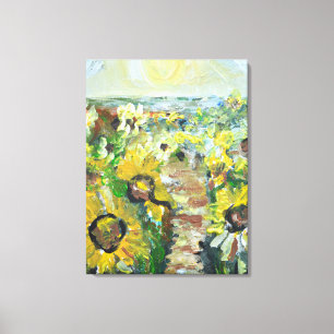 Toile Champ de Tournesols sous le Soleil Radieux