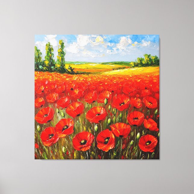 Toile Champ Vivant de Coquelicots en Fleur (Recto)