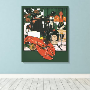 Toile Champagne au homard vintage ; Fête élégante chic