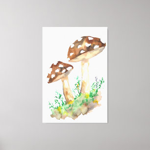 Toile Champignon Brown Aquarelle