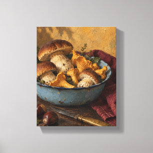 Toile Champignons de forêt dans un bol bleu frais   Art 