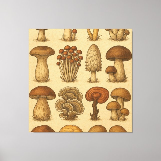 Toile Champignons vintages (Recto)