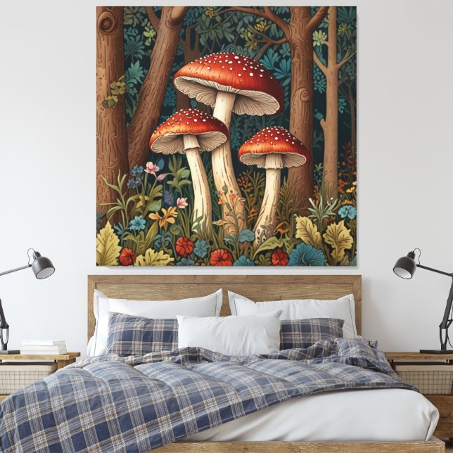 Toile Champignons vintages rétro (Insitu(Chambre))