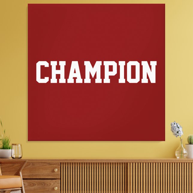 Toile CHAMPION Athletic White Text On Bold Vintage Red (Insitu(Salon))
