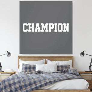 Toile CHAMPION Athlétique Texte Blanc Sur Gris Moderne G