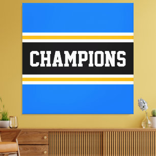 Toile CHAMPIONS Amusants Bleu clair Athlète Bleu Bleu Bl