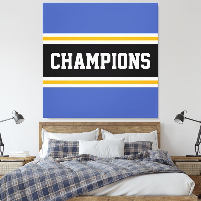 Toile CHAMPIONS Athlète Bleu Jaune Noir Blancs (Insitu(Chambre))