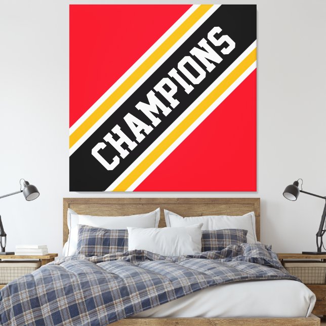 Toile CHAMPIONS Athlétisme Gras Bright Red Black Stripes (Insitu(Chambre))