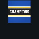Toile CHAMPIONS Bright Athletic Black Stripes<br><div class="desc">Ce design sportif et coloré présente du texte athlétique CHAMPIONS à l'intérieur d'une large bande horizontale de course centrale noire avec des rayures jaunes et blanches d'or adjacentes contre des rayures extérieures. Les couleurs et le texte de ce design peuvent être personnalisés.</div>