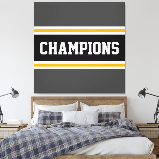 Toile CHAMPIONS Gray Jaune Blancs Blancs (Insitu(Chambre))