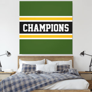 Toile CHAMPIONS Sporty Gras Vert Noir Orange Rayures
