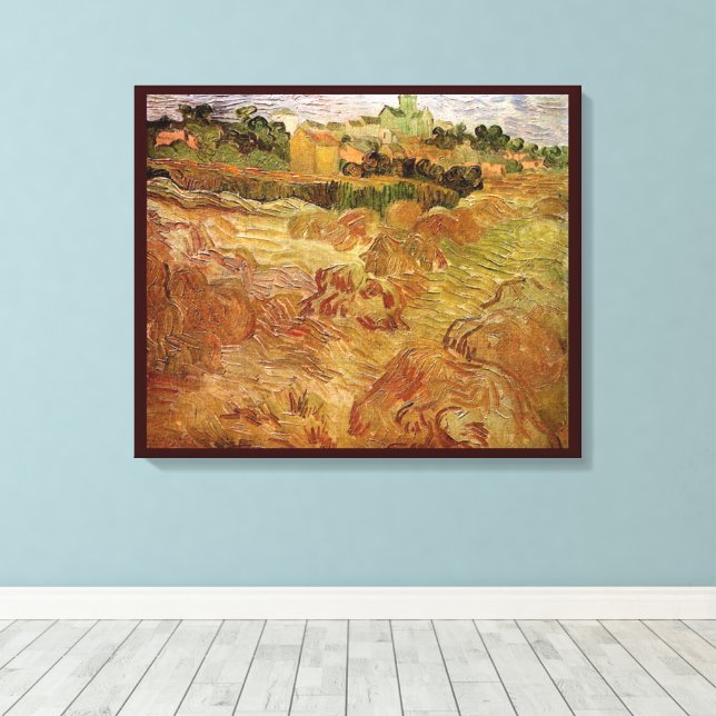Toile Champs de blé avec Auvers par Vincent van Gogh (Insitu (Plancher de Bois))