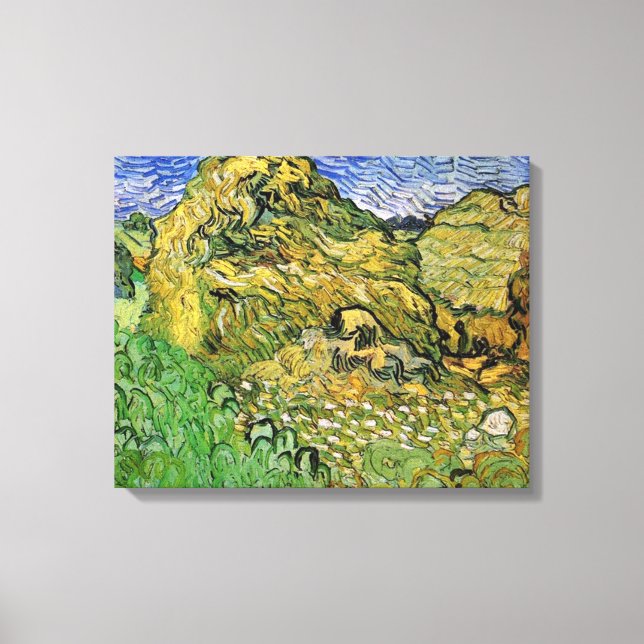 Toile Champs de blé avec des meules, Vincent van Gogh. F (Recto)