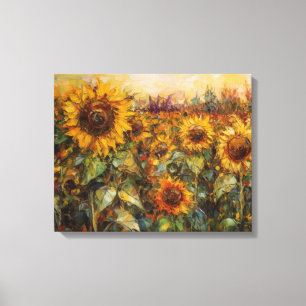 Toile Champs de tournesols - Audacieux et Abstraits De