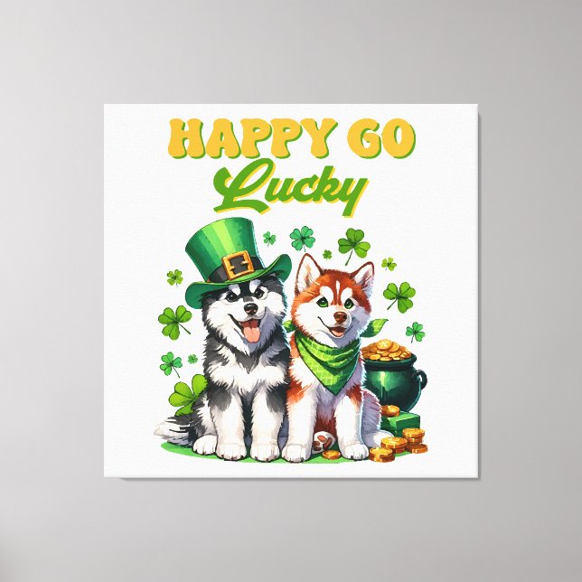 Toile Chanceux Toutou Husky Mignon St. Patrick (Recto)