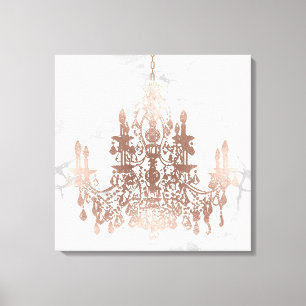Toile Chandelier en faux or rose et marbre blanc PixDezi