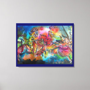 TOILE CHANSON DE ROLAND/ COMBAT DE CHEVALIERS DANS UN TO