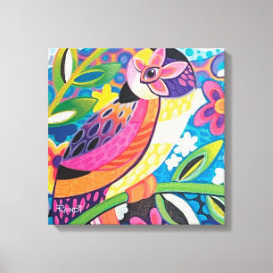 Toile Chanson d'oiseau en fleurs
