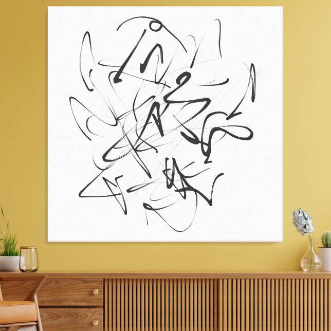 Toile Chaos à l'encre – Abstraction de ligne expressive (Insitu(Salon))
