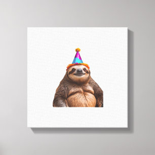 Toile Chapeau de fête d'anniversaire de paresseux gros c