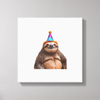 Toile Chapeau de fête d'anniversaire de paresseux gros c