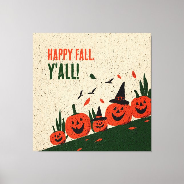 Toile Chapeau de sorcière citrouille mignon Happy Fall Y (Recto)
