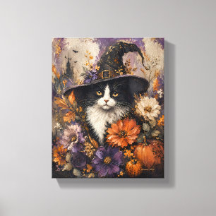 Toile Chapeau de sorcière de chat noir Whimsigothique Fl