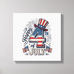 Toile Chapeau patriotique vintage Happy 4 juillet vecteu
