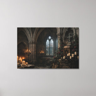 Toile Chapelle ensorcelée éclairée aux chandelles sur to