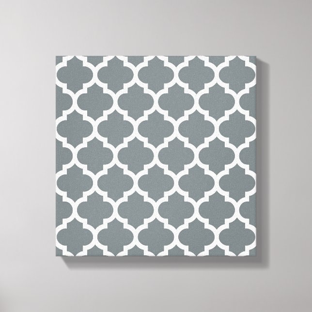 Toile Charcharbon gris blanc Quatrefoil marocain Motif # (Recto)