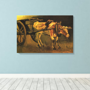 Toile Chariot avec bœuf rouge et blanc de Vincent van Go