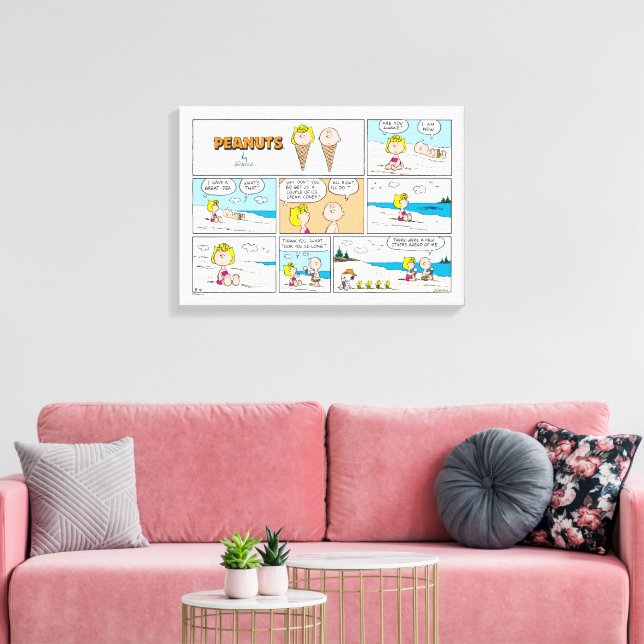 Toile Charlie Brown & Glace Sally À La Plage (Insitu(Salon))